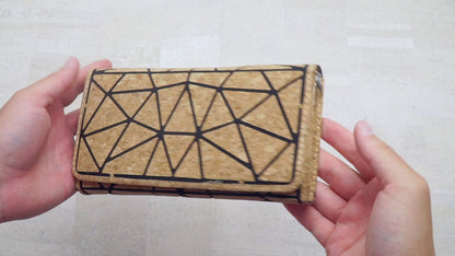 Geometric Pattern Natural Cork w/ Chain Ladies Phone Wallet & Crossbody Bag BAG-2217