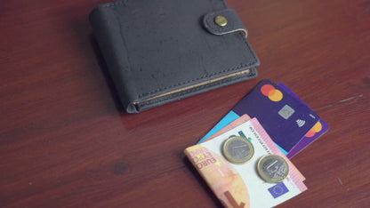Sleek Bifold Cork Wallet w/ Snap Button BAG-2778