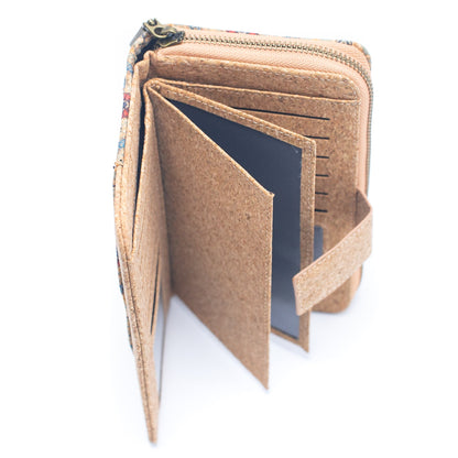 Long Natural Card Zipper Cork Wallet HY-017-MIX-6 （6units）