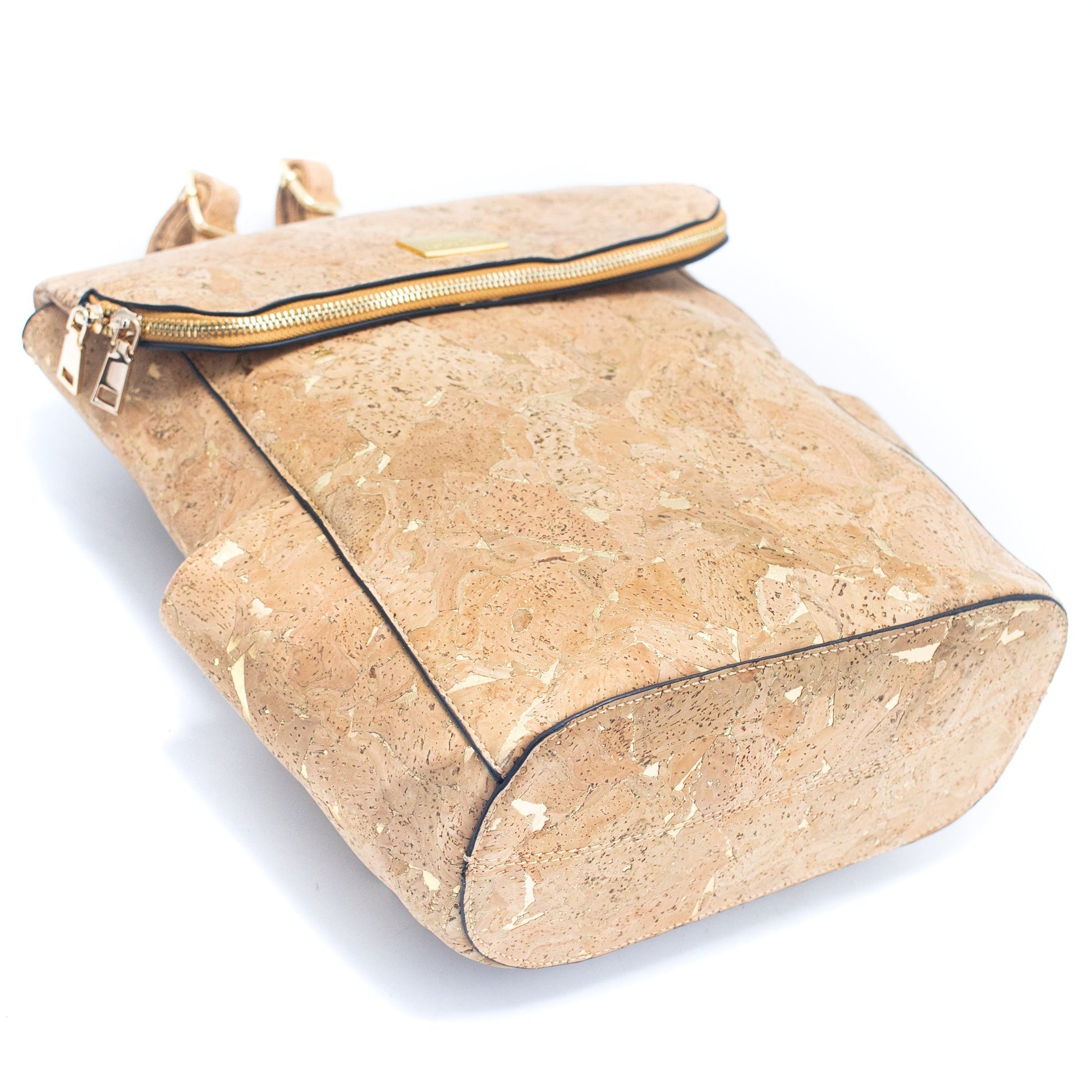 Natural Cork Molten Gold Flap Daily Vegan Backpack | THE CORK COLLECTION