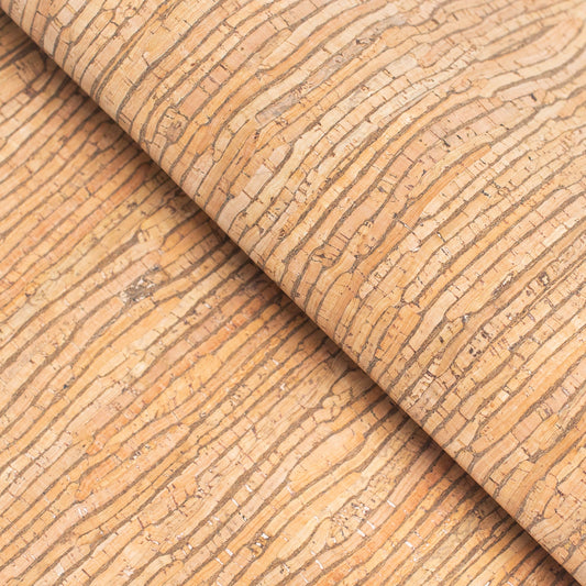 Natural w/ Stripes Portuguese Cork Fabric | THE CORK COLLECTION