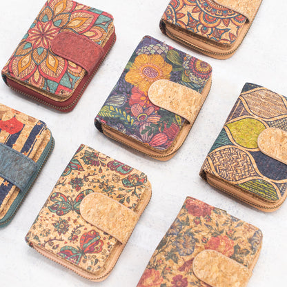 Natural Cork Printed Women's Short Card Wallet | THE CORK COLLECTION