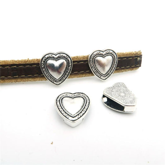 10 Pcs for 10mm flat leather,Antique Silver Hearts  jewelry supplies jewelry finding D-1-10-114