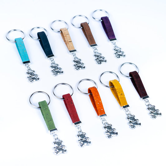 Colorful Cork & Bear Pendant Handmade Keychains I-096-MIX-10