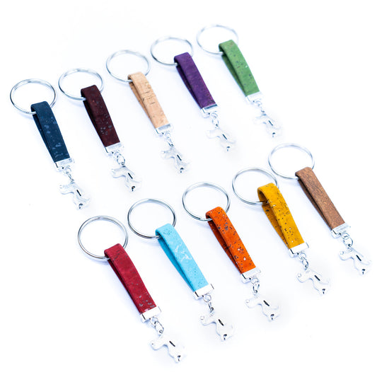 Colorful Cork w/ Dog Pendant Handmade KeychainsI-090-MIX-10