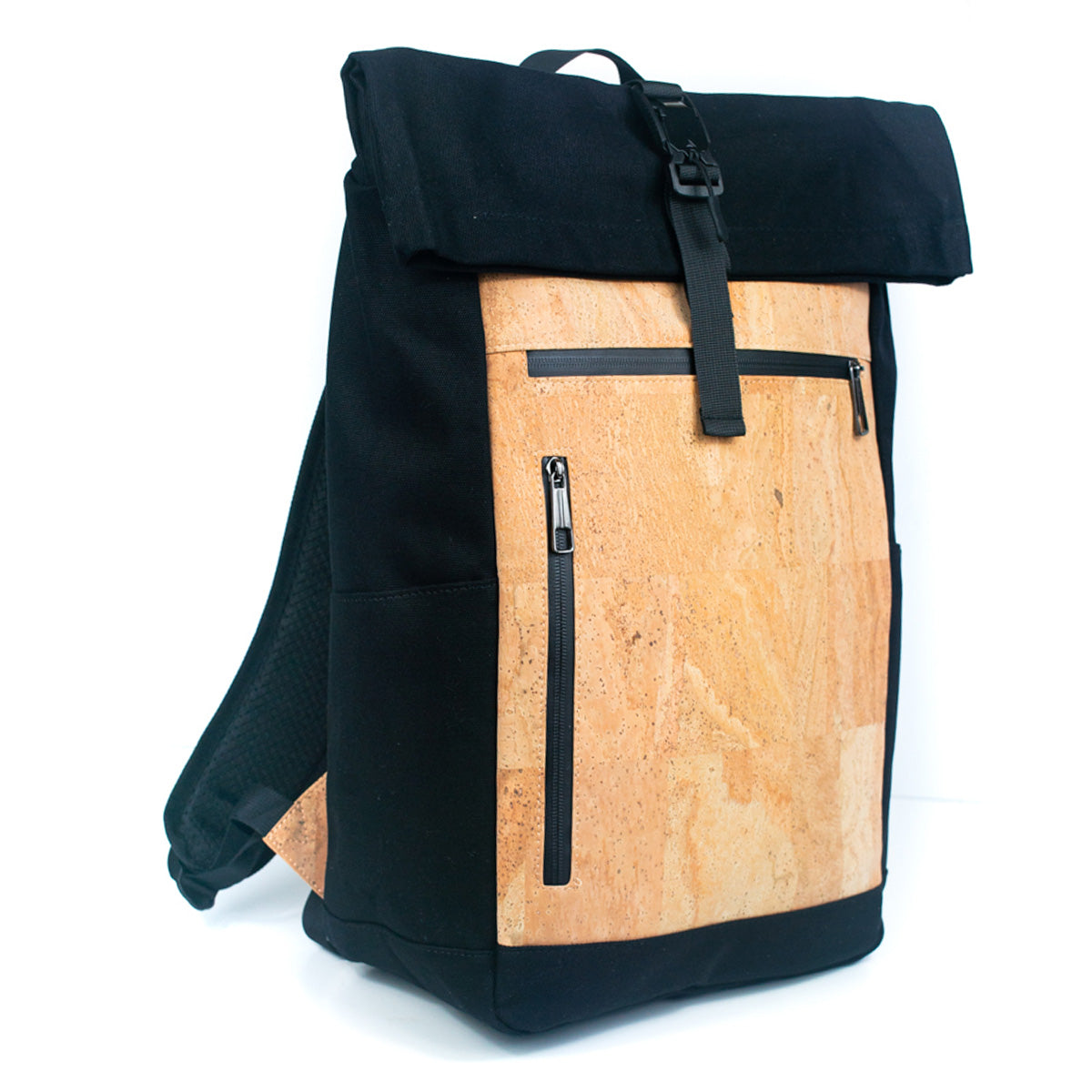Sleek Men's Cork & Canvas Backpack w/ Safety Buckle & Zippered Pockets for 17-inch Laptops | THE CORK COLLECTION
