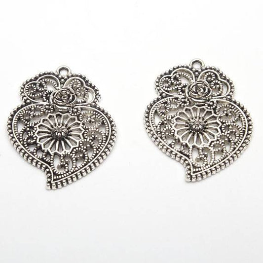 10 units Pendant antique silver Portugal viana heart Pendants Jewelry Findings & Components D-3-100