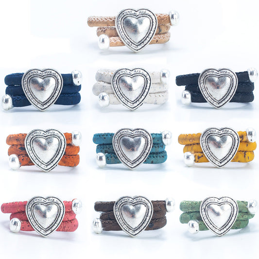 Colorful heart ring handmade original natural Cork Rings  RW-007-MIX-10