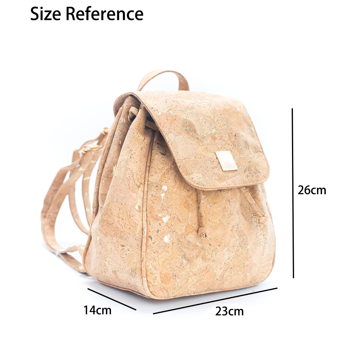 Golden Drawstring Closure Pocket Women's Backpack | THE CORK COLLECTION