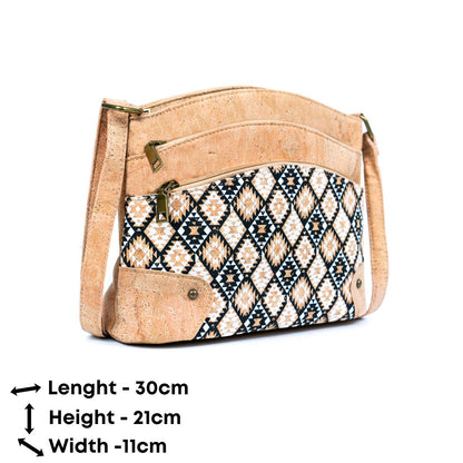 Three-Line Zipper Women's Cork  Crossbody Bag | THE CORK COLLECTION
