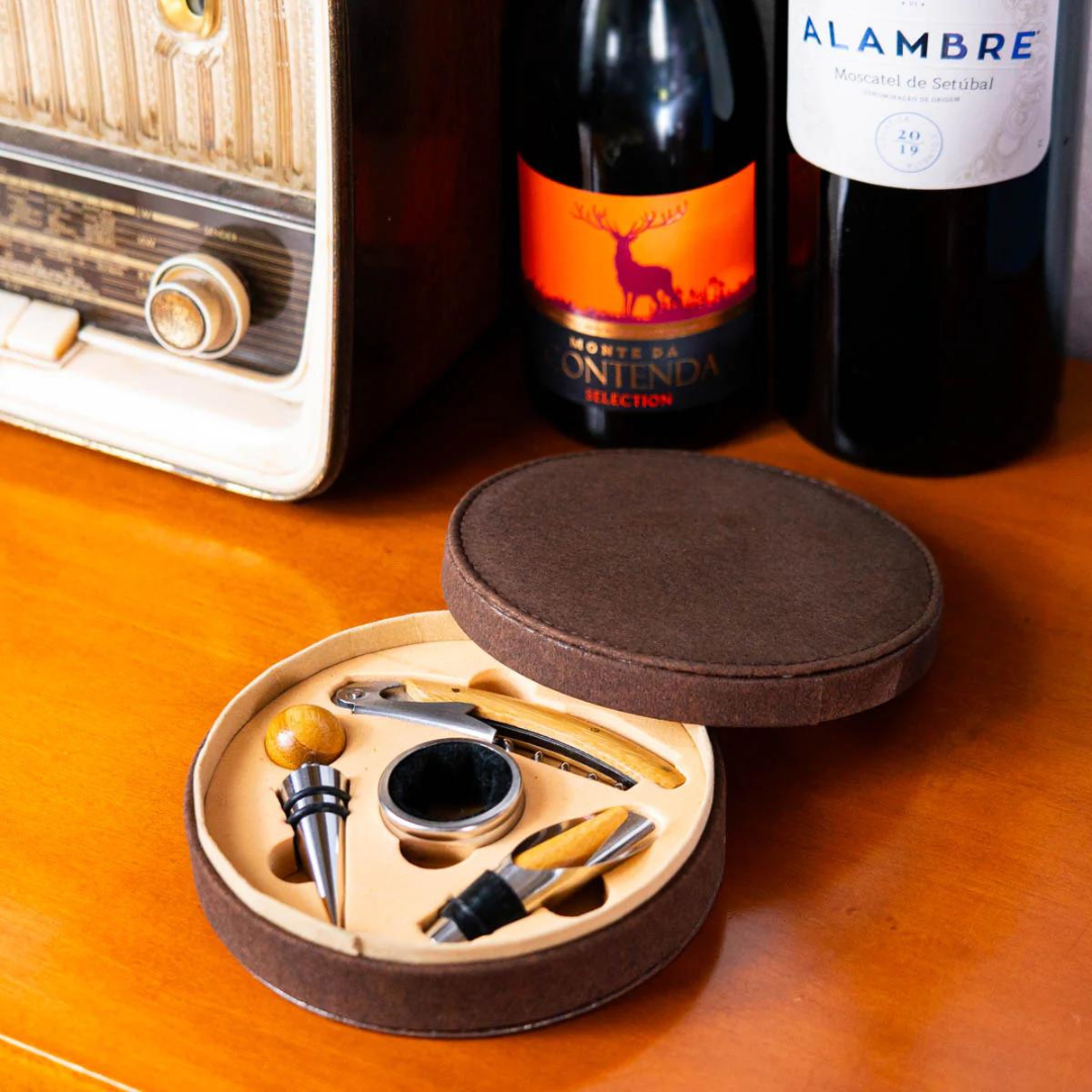 Ensemble d'accessoires pour le vin en boîte en liège - 4 pièces L-1012 
