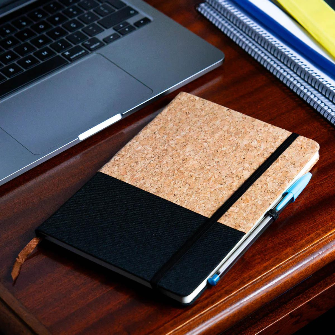 Canvas & Cork Fusion Notebook in Black, Gray, Blue and Green L-1010
