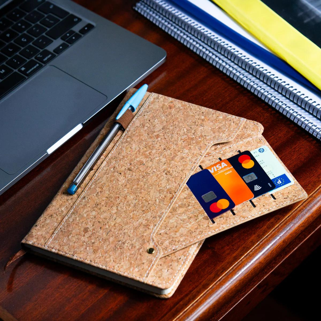 Cork Dairy Notebook w/ Card Holder & Pen Holder L-1011