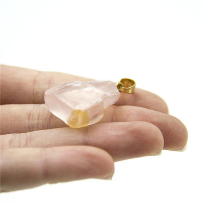 1pcs pink gold natural stone crystal irregular shape Pendant 35x18mm jewellery jewelry finding D-3-346-I