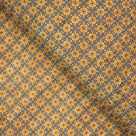 Symmetrical Tile Motif Pattern Cork Fabric COF-243