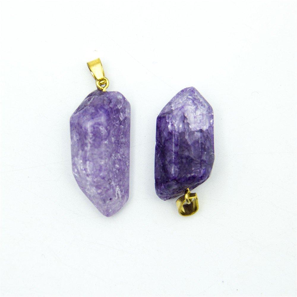 1pcs purple gold polished natural stone crystal irregular shape pendant 42x14mm jewellery jewelry finding D-3-346-N