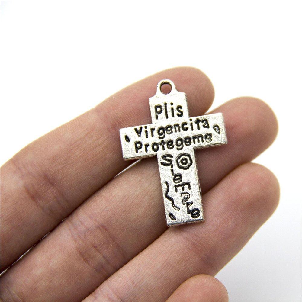 Mélange de 10 unités, pendentif croix sur le thème chrétien, breloques, recherche de bijoux, fournisseurs D-3-270