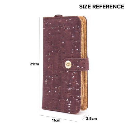 Portefeuille pour cartes en liège marron avec fermeture magnétique pour femme BAG-2062-D