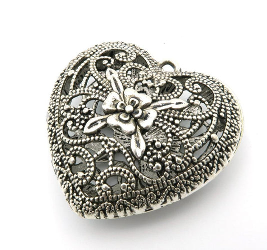 5units heart pendants for necklace, antique silver, Jewelry Findings & Components D-3-14