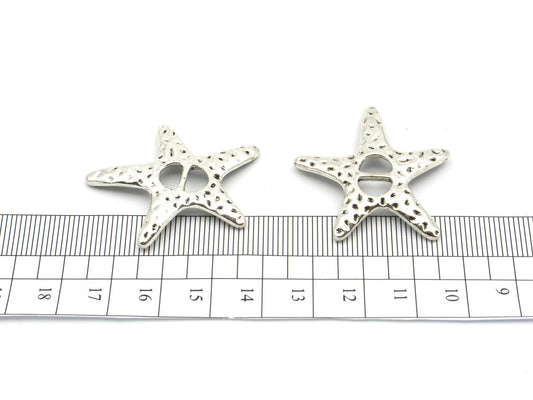 10 pièces pour cuir plat de 5mm, fournitures de bijoux en forme d'étoile de mer en argent Antique, recherche de bijoux D-1-5-12