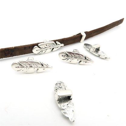 20 Pcs For 5mm flat leather,Antique silver Feather jewelry supplies jewelry finding D-1-5-6