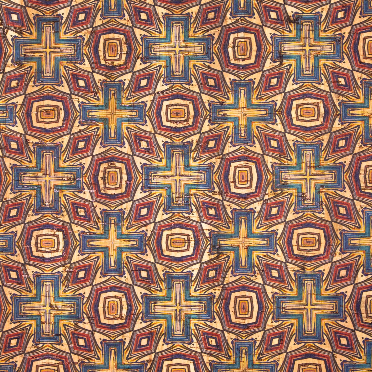 Cork fabric portuguese ceramic tile mosaic pattern COF-300