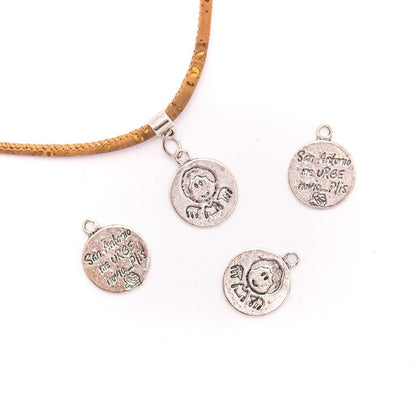 10 pièces 18 pendentif rond en argent Antique, fournitures de bijoux, recherche de bijoux D-3-459