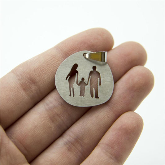 3pcs Stainless steel Family pendant 25x25mm jewellery Jewelry finding D-3-342