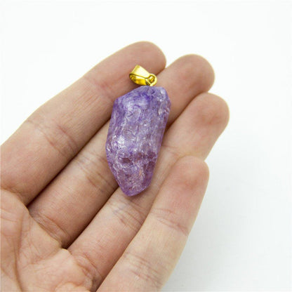 1pcs purple gold polished natural stone crystal irregular shape pendant 42x14mm jewellery jewelry finding D-3-346-N