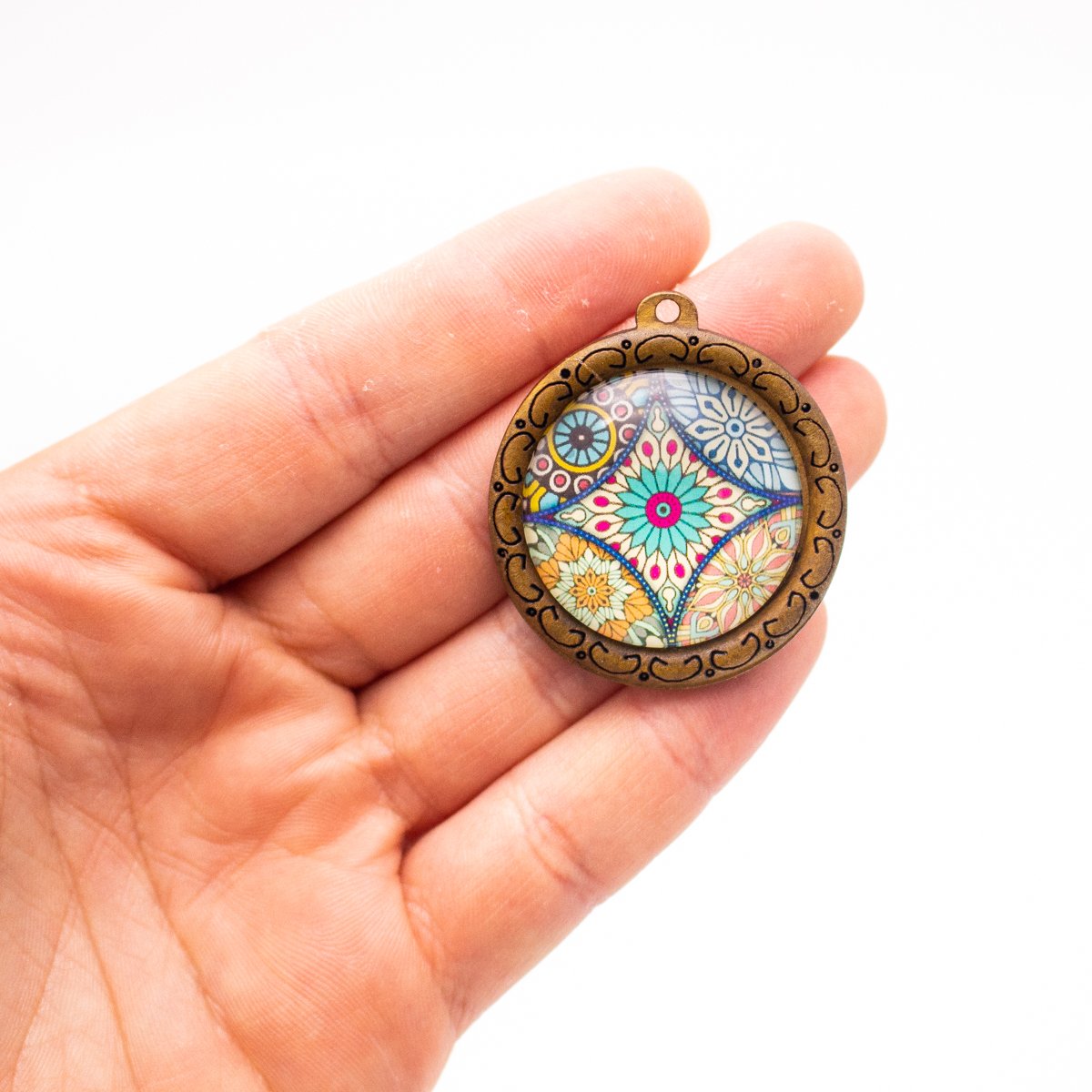 5 pièces 38mm rond liège naturel Portugal traditionnel carreaux de céramique motif bijoux trouver D-3-457