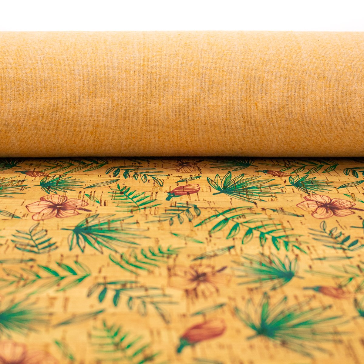 Tissu en liège à motifs de fleurs et de feuilles COF-237