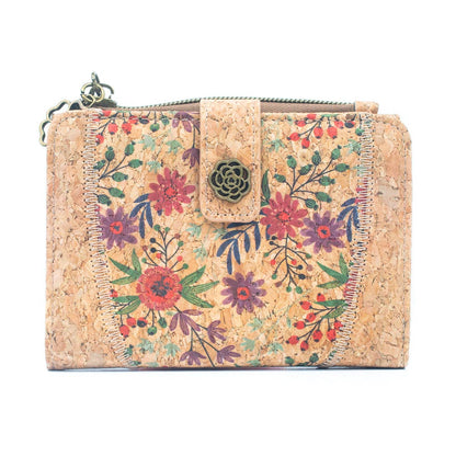 Natural Cork Floral-Print Women's Compact Wallet | THE CORK COLLECTION