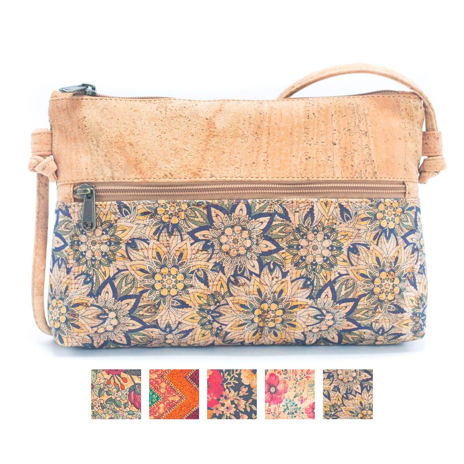 Natural Cork & Printed Design Women's Crossbody Bag | THE CORK COLLECTION