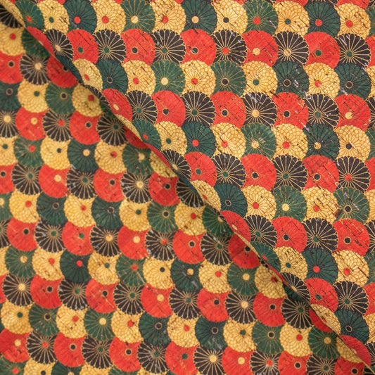 Multicolored Flowers Pattern Cork Fabric COF-252