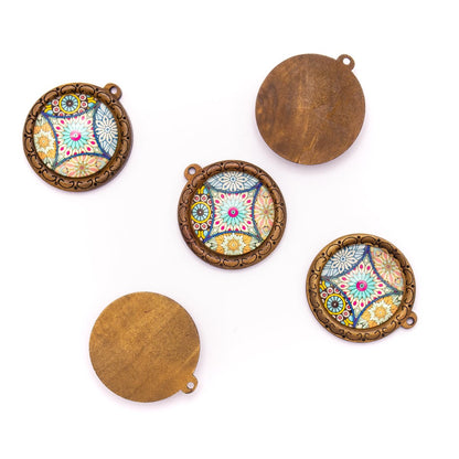 5 pièces 38mm rond liège naturel Portugal traditionnel carreaux de céramique motif bijoux trouver D-3-457