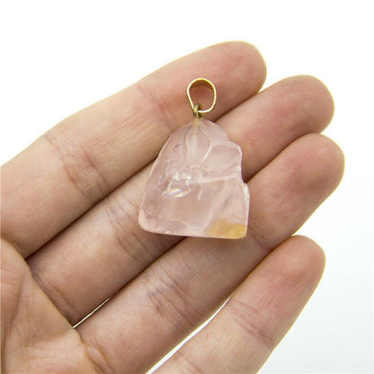 1pcs pink gold natural stone crystal irregular shape Pendant 35x18mm jewellery jewelry finding D-3-346-I