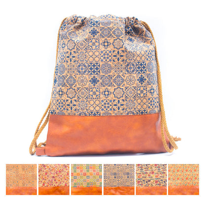 Cork Gym Sack w/ Various Patterns Vegan Backpack  | THE CORK COLLECTION