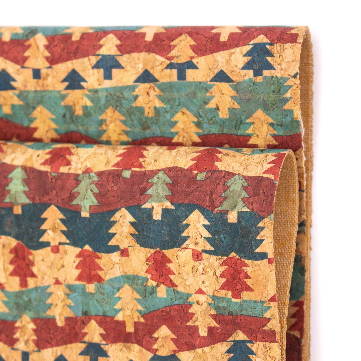 Natural Cork Christmas Tree Pattern Fabric Collection COF-331
