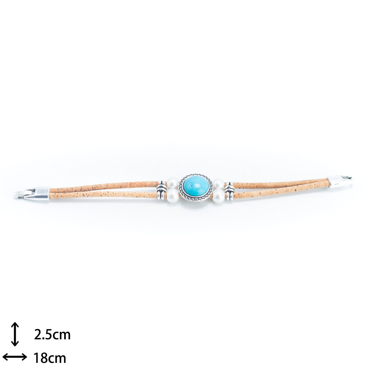 Bracelet en liège végétalien naturel fait à la main, bijoux à motif BR-447-5