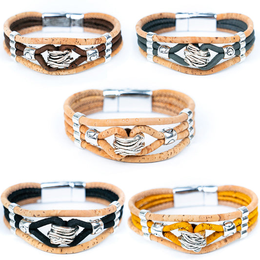 Bracelets pour hommes en fil coloré faits à la main en liège BR-472-MIX-5
