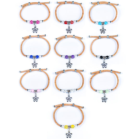 Handcrafted Bracelet w/ Natural Cork Thread & Porcelain Beads BR-482-MIX-10