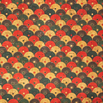 Tissu en liège à motif de fleurs multicolores COF-252