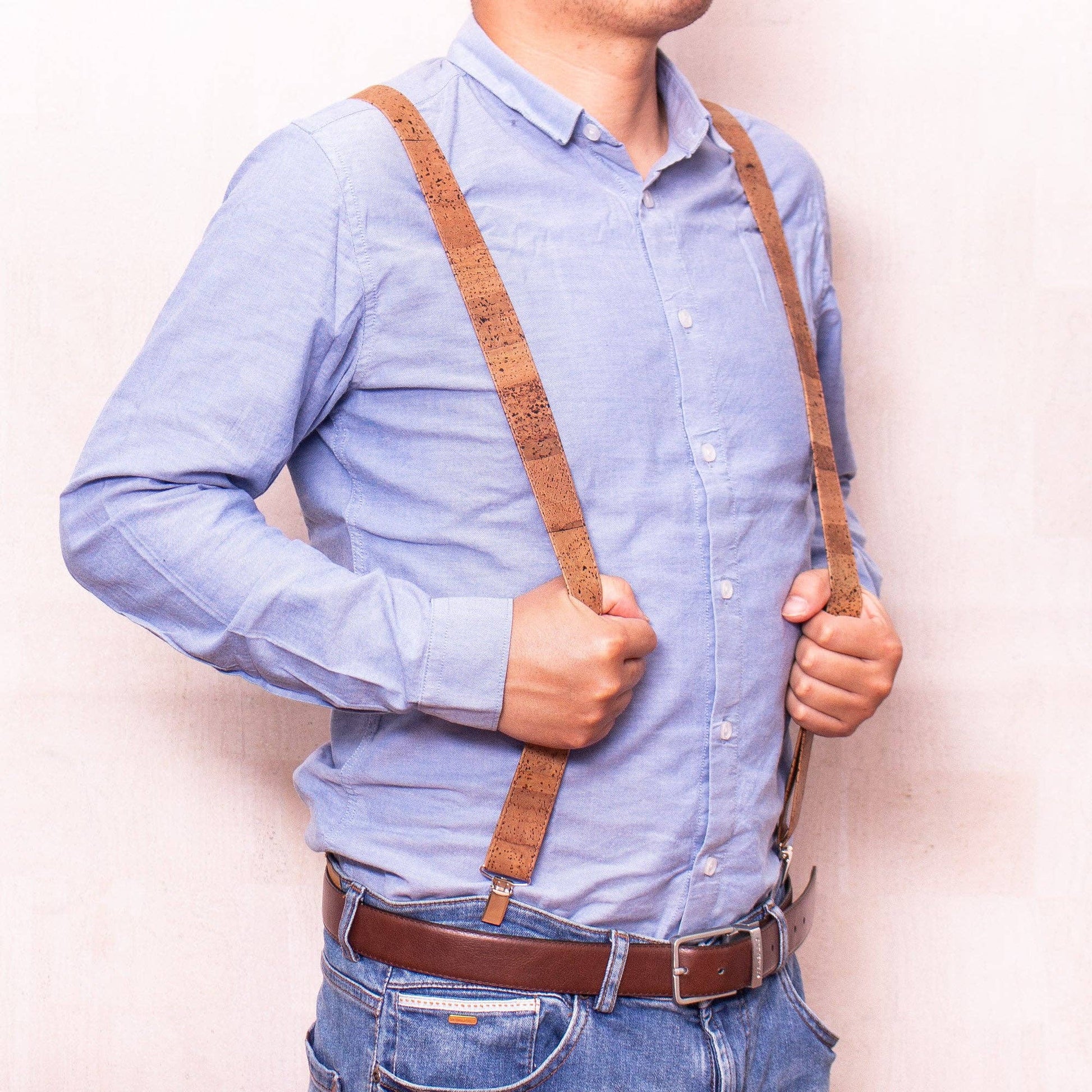 Tobacco Brown Adjustable Cork Straps Suspenders | THE CORK COLLECTION