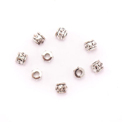 20 pièces pour cuir de 5mm, argent antique, zamak, perles rondes de 5mm, fourniture de bijoux, composants-D-5-5-156