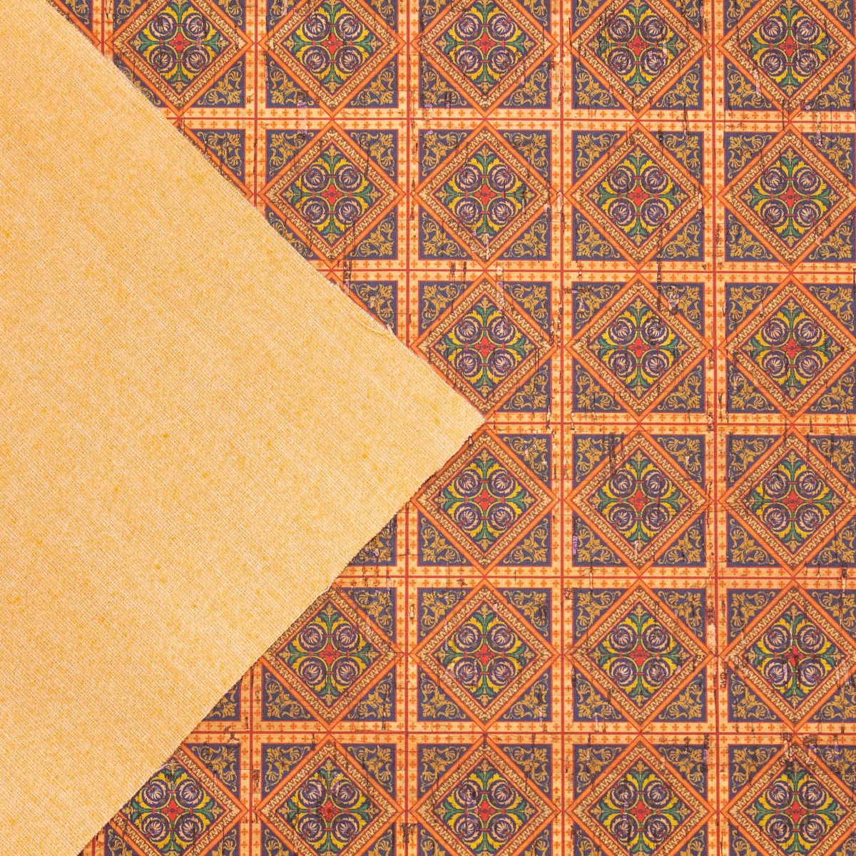 Tissu de liège de modèle de mosaïque de carreaux de céramique carrés orange traditionnels portugais COF-260