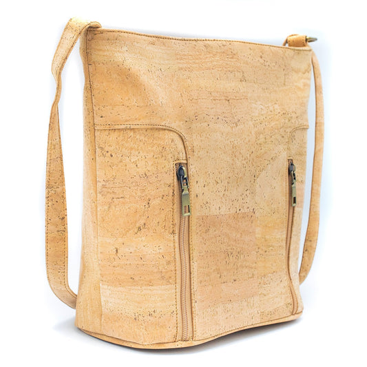 Vegan Natural Cork Double Zipper Handbag | THE CORK COLLECTION