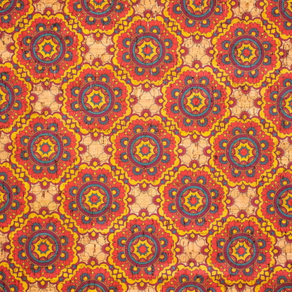 Natural Cork Fabric Tile Portuguese Flower Pattern COF-277
