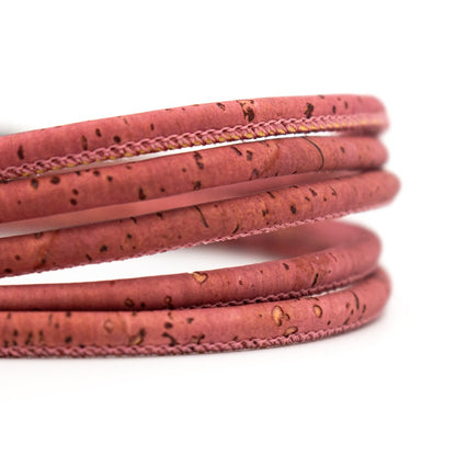 10meter 5mm round old pink cork cord COR-335