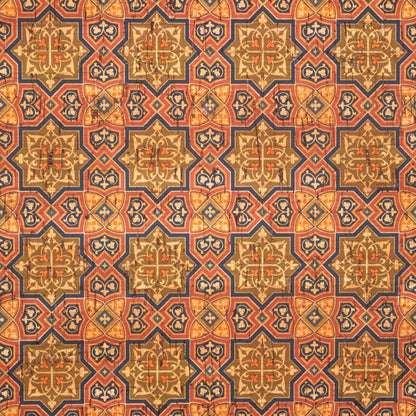 Cork Fabric Portuguese Ceramic Tile Mosaic Pattern COF-271