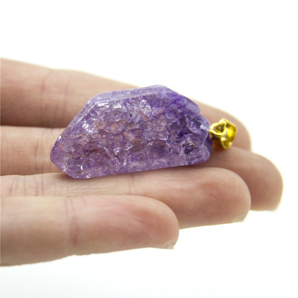 1 pièces or violet poli pierre naturelle cristal forme irrégulière pendentif 42x14mm bijoux trouver D-3-346-N